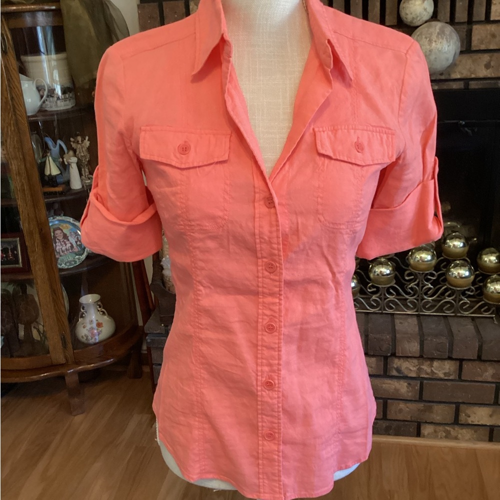 Women's Coral Button-Up Shirt